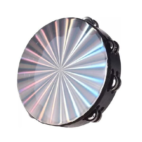Pandereta Negra De Holograma 25 Cms - 32 Sonajeros